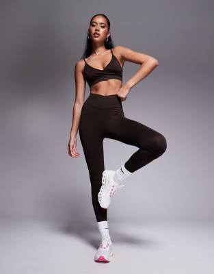 Asos 4505 Seamless Wrap Detail Co-ord In Ganache