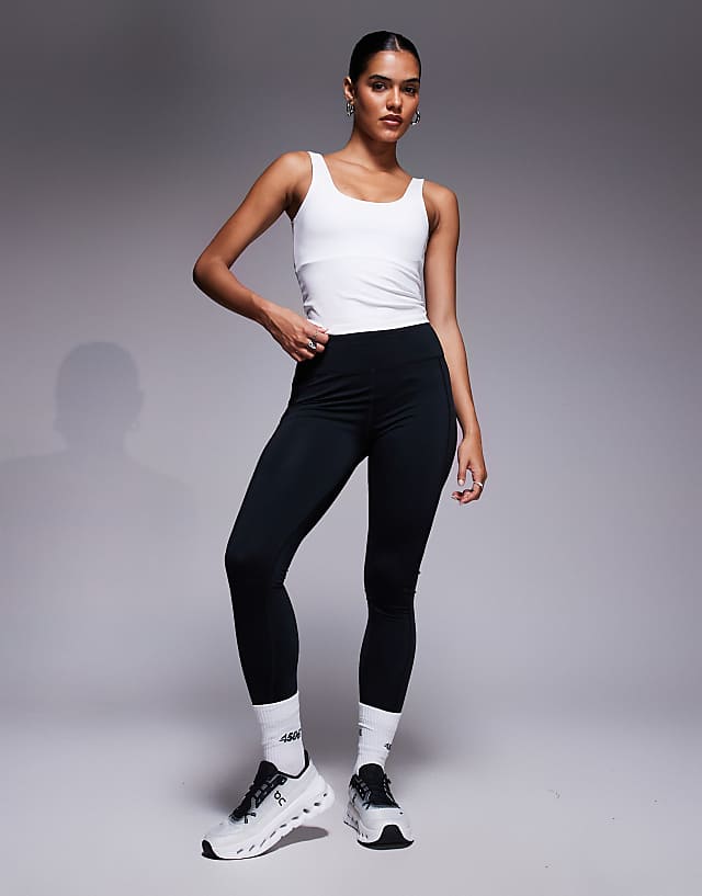 Asos 4505 Square Neck Vest With Inner Bra In White