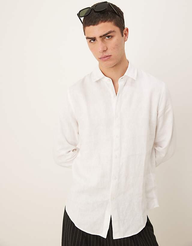 asos Abercrombie & Fitch linen dress shirt in white
