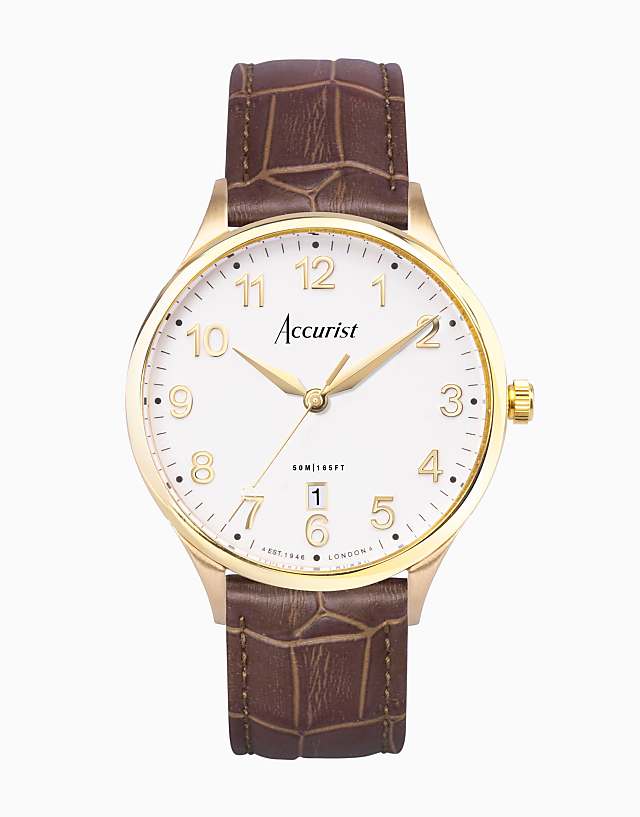 asos Accurist classic watch in gold & brown