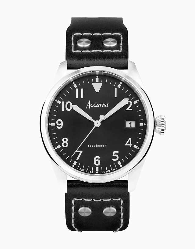 asos Accurist Gents aviation watch in black