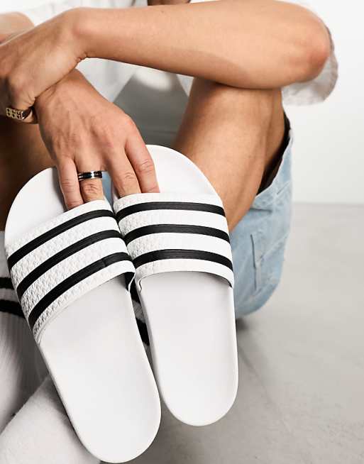 Asos Adidas Originals Adilette Sliders In White
