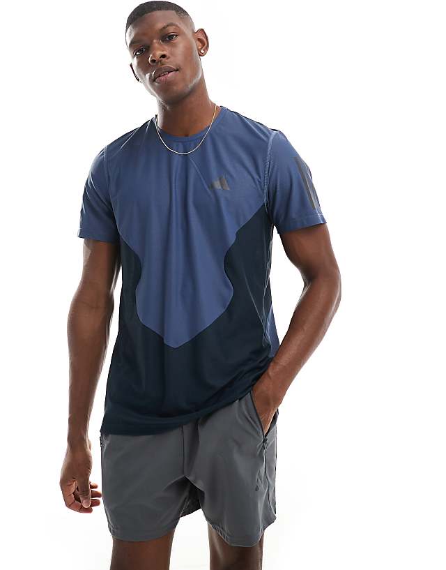 asos adidas Own the Run t-shirt in ink colourblock