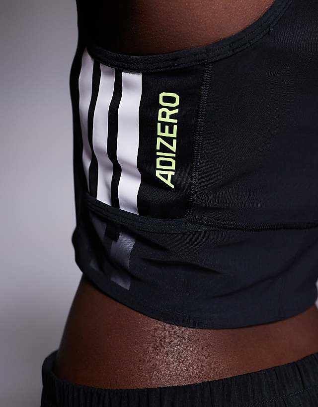 Asos Adidas Running Adizero Crop Top In Black