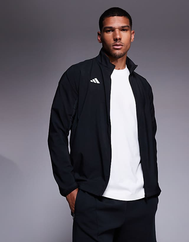 asos adidas Running Adizero jacket in black