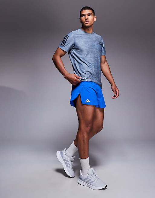 asos adidas Running Adizero split shorts in blue