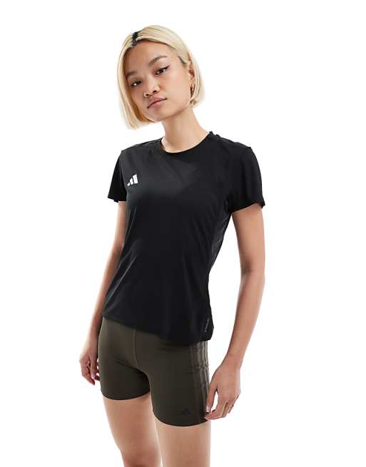 asos adidas Running Adizero t-shirt in black