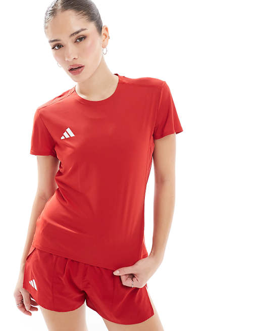 asos adidas Running Adizero t-shirt in red