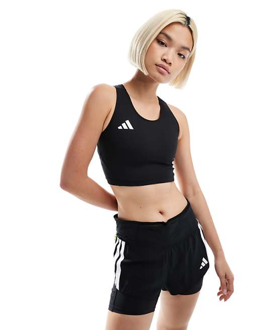 asos adidas Running Adizero tank in black