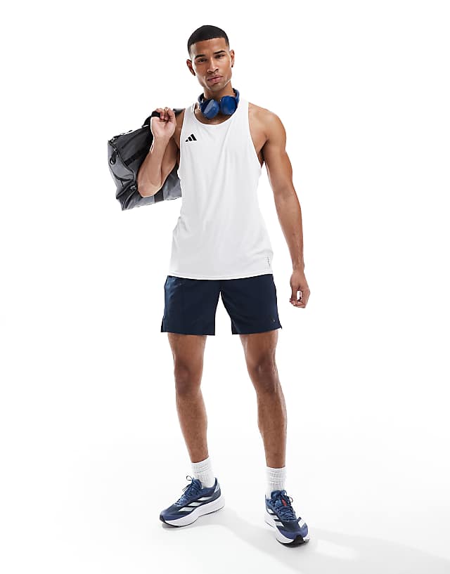 Asos Adidas Running Adizero Vest Top In White