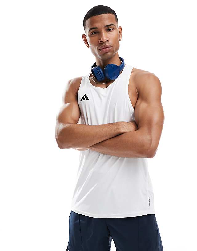 asos adidas Running Adizero vest top in white