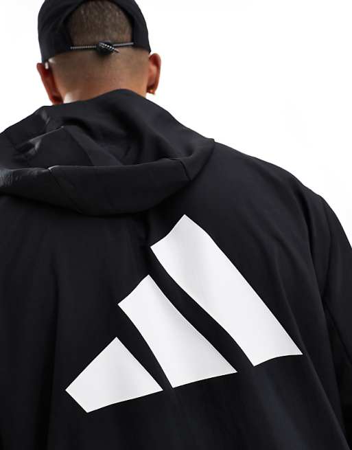 Asos Adidas Running Hooded Jacket In Black