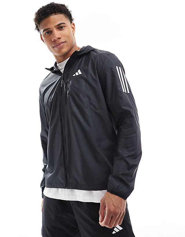 asos adidas Running Own The Run jacket in black