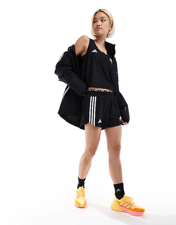 asos adidas Running Own The Run shorts in black