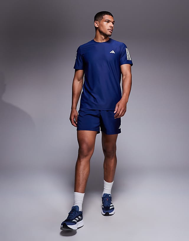 Asos Adidas Running Own The Run T-shirt In Navy