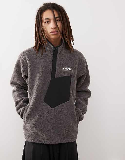 asos adidas Terrex unisex teddy fleece in charcoal