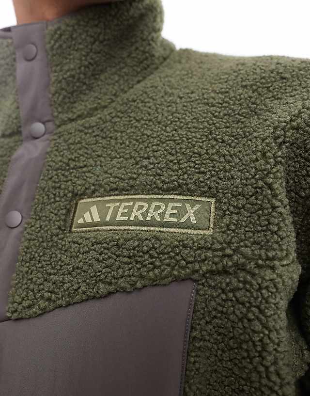 Asos Adidas Terrex Unisex Teddy Fleece In Khaki