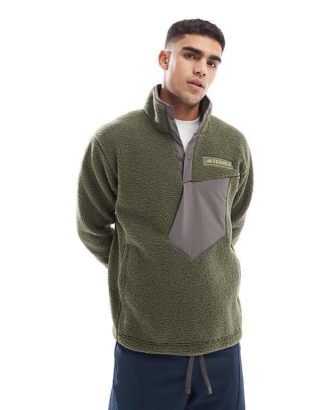 asos adidas Terrex unisex teddy fleece in khaki