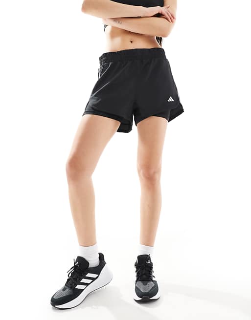 asos adidas Training 2in1 pacer shorts in black