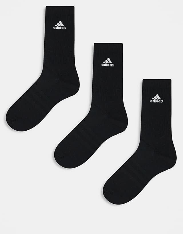 asos adidas Training 3 pack crew socks in black