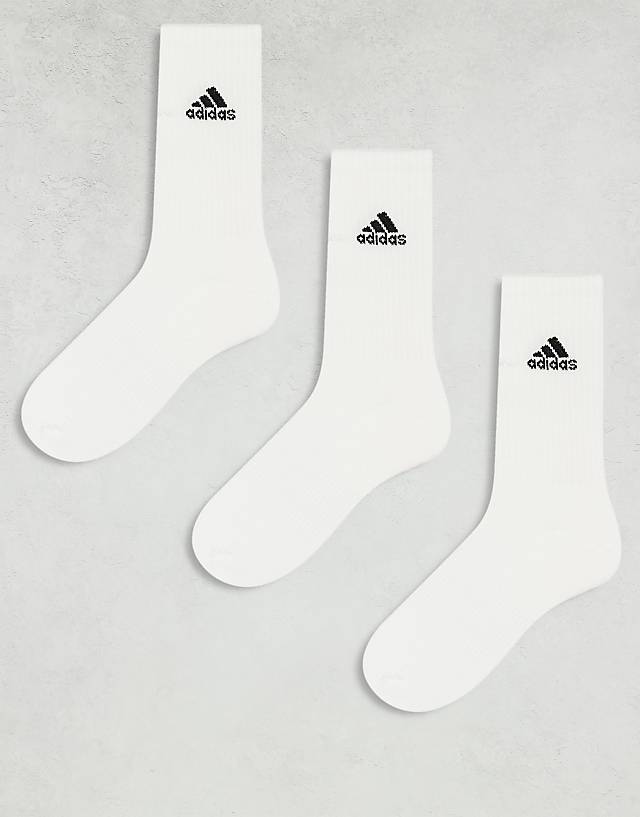 asos adidas Training 3 pack crew socks in white
