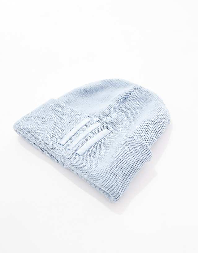 Asos Adidas Training 3 Stripe Beanie In Blue