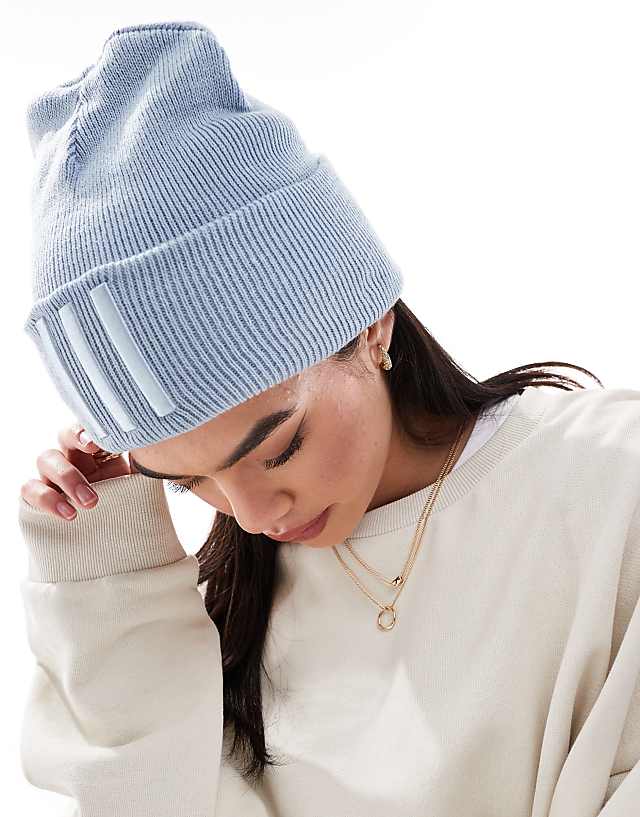 Asos Adidas Training 3 Stripe Beanie In Blue