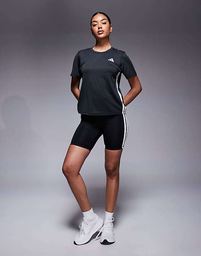 Asos Adidas Training 3 Stripe T-shirt In Black