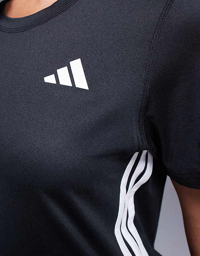 Asos Adidas Training 3 Stripe T-shirt In Black
