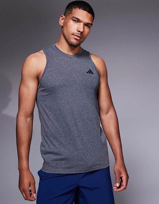 asos adidas Training essentials vest in dark grey
