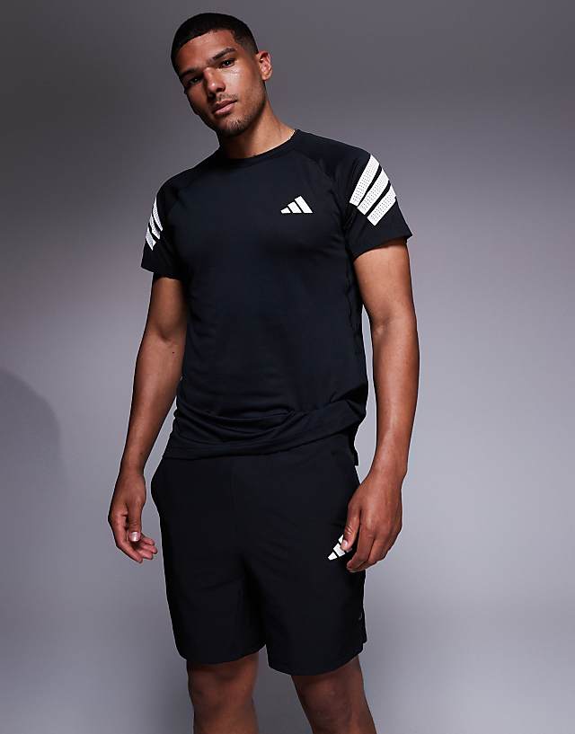asos adidas Training Gym+ 3 stripe shorts in black