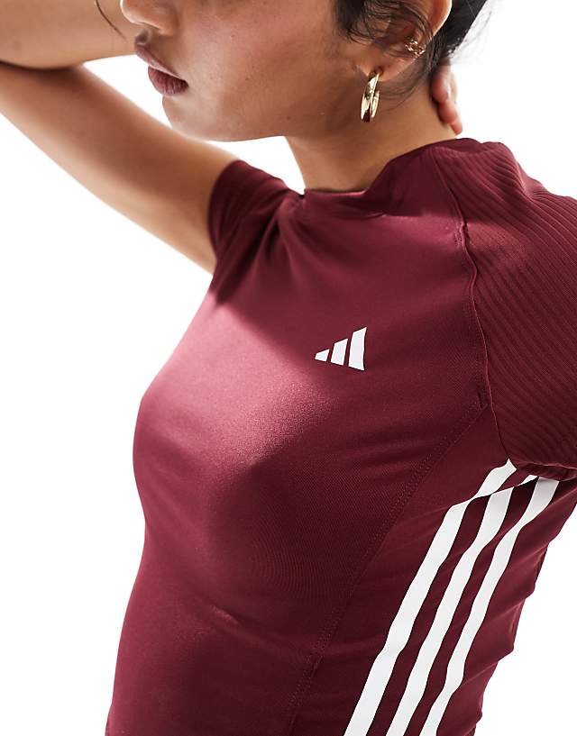 Asos Adidas Training Hyperglam T-shirt In Burgundy