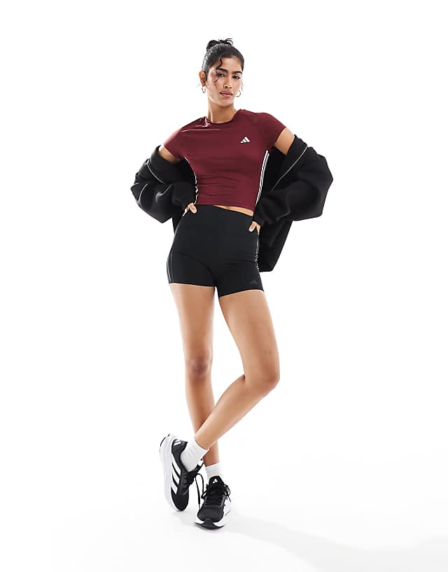 Asos Adidas Training Hyperglam T-shirt In Burgundy