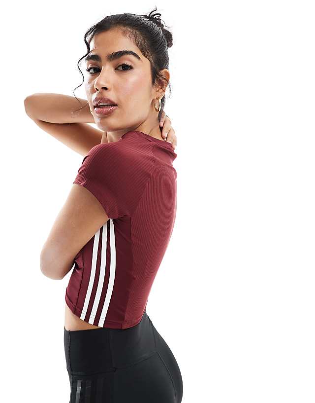 Asos Adidas Training Hyperglam T-shirt In Burgundy