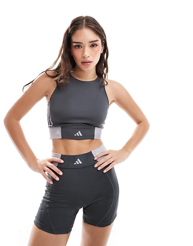asos adidas Training hyperglam tank top in grey