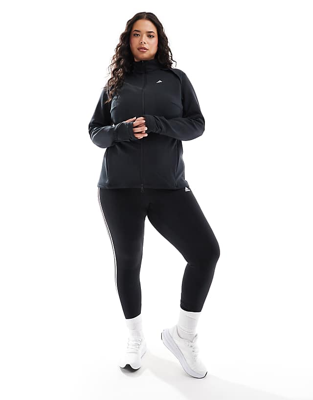 Asos Adidas Training Plus Zip Through Top In Black