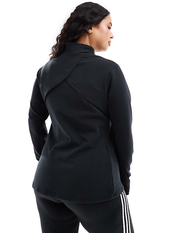Asos Adidas Training Plus Zip Through Top In Black