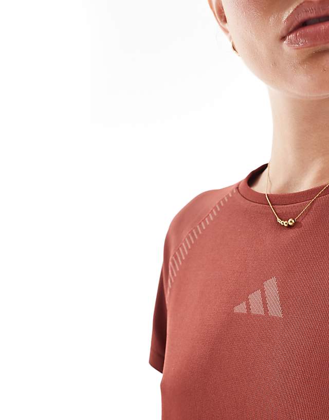 Asos Adidas Training Seamless T-shirt In Burgundy