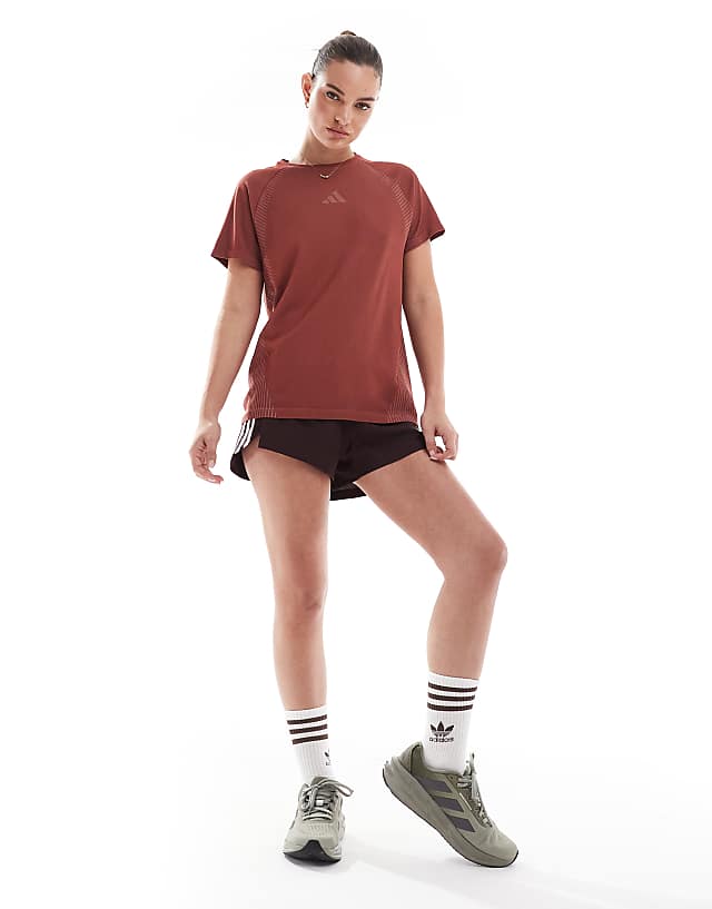 Asos Adidas Training Seamless T-shirt In Burgundy