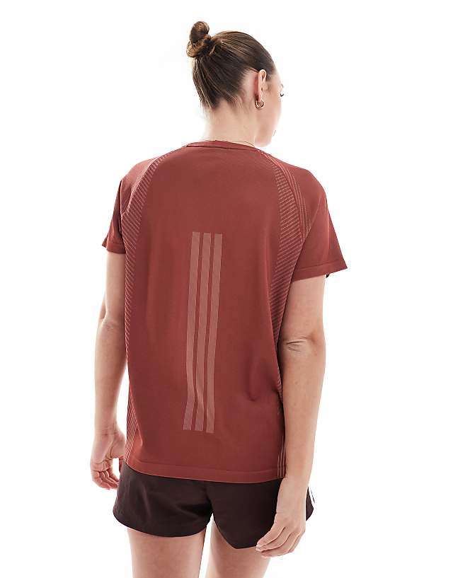 Asos Adidas Training Seamless T-shirt In Burgundy