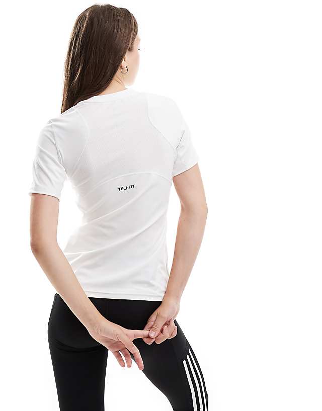 Asos Adidas Training Techfit T-shirt In White