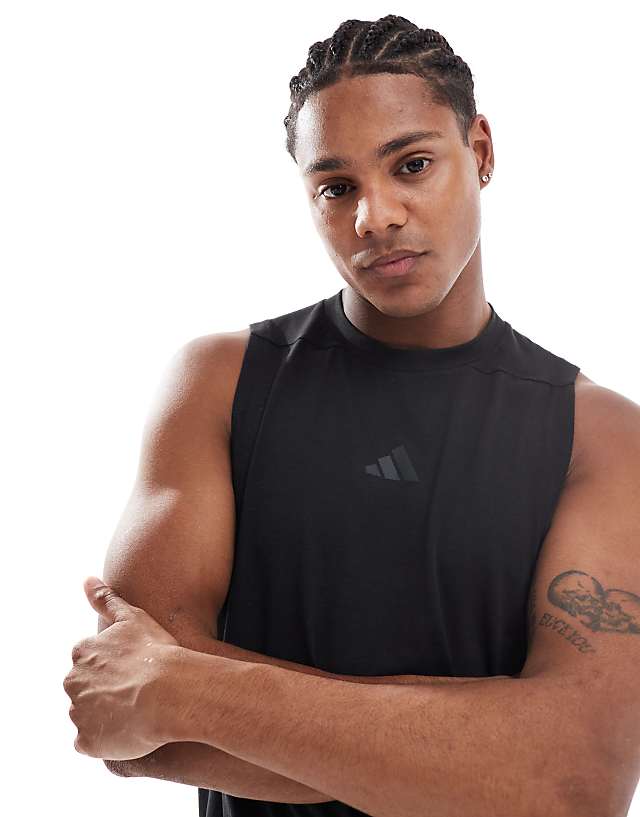 asos adidas Training workout tank top in black