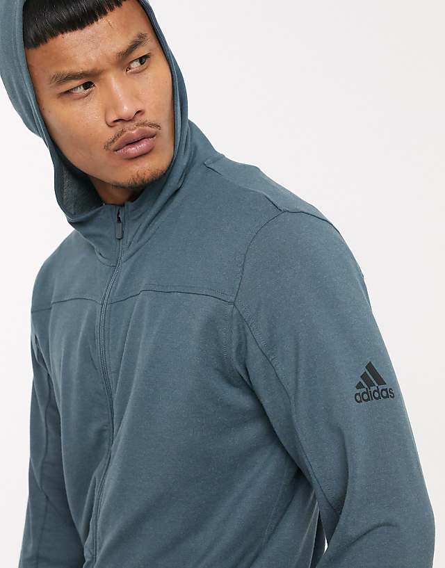 asos adidas Training zip through hoodie in blue