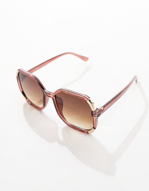 Asos AJ Morgan Oversized Round Sunglasses In Brown