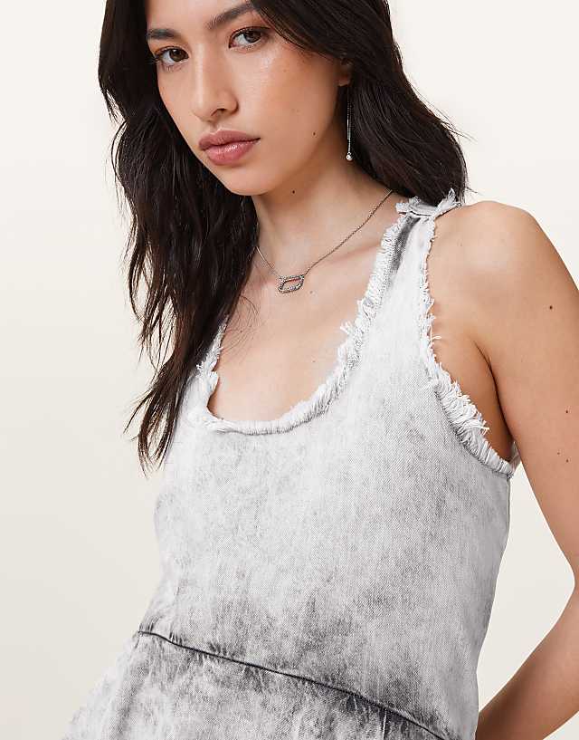 Asos Allsaints Cavarly Mini Dress In Denim Grey