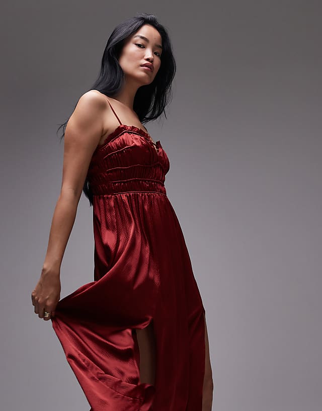 Asos Allsaints Faelyn Dress In Rosewood Red