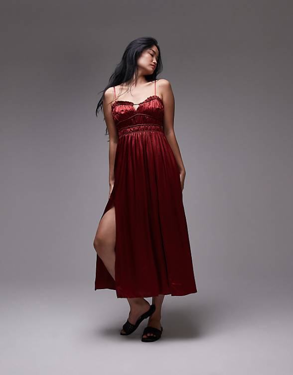 asos Allsaints faelyn dress in rosewood red