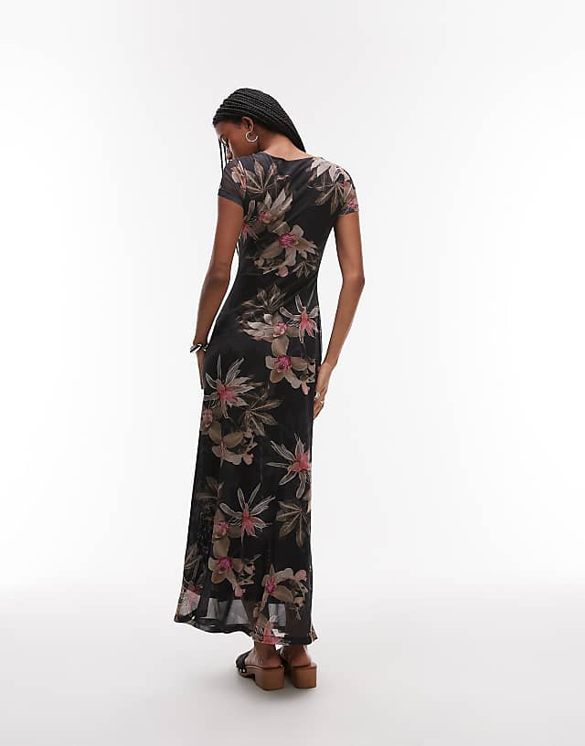 Asos Allsaints Gabby Mesh Dress In Adena Black