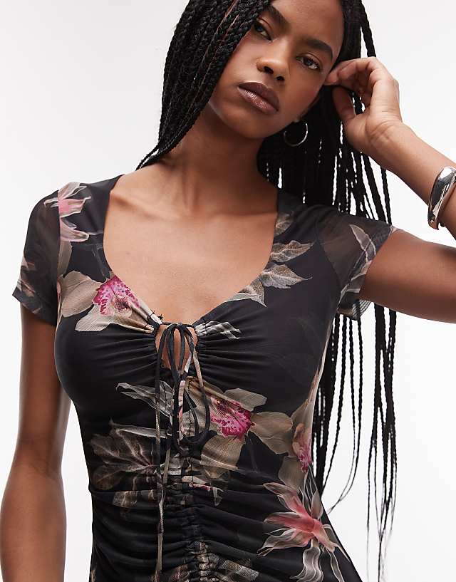 Asos Allsaints Gabby Mesh Dress In Adena Black