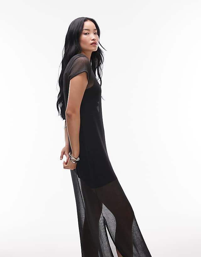 Asos Allsaints Thea Sparkle Dress In Black